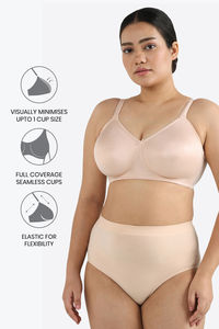 Wacoal Single Layered Non Wired Full Coverage Minimiser Bra - Cream Tan — thumbnail 6